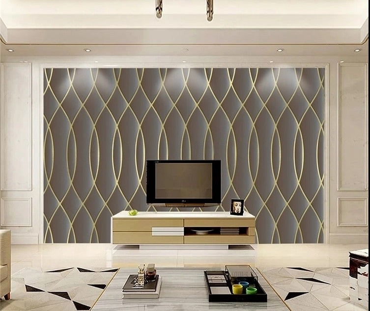 Golden Lines On Gray Background Wallpaper Mural, Custom Sizes Available
