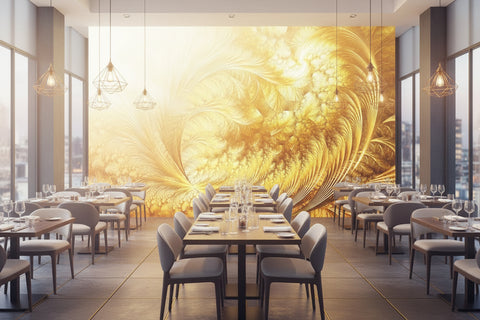 Image of Golden Abstract Aura Background Wallpaper Mural, Custom Sizes Available