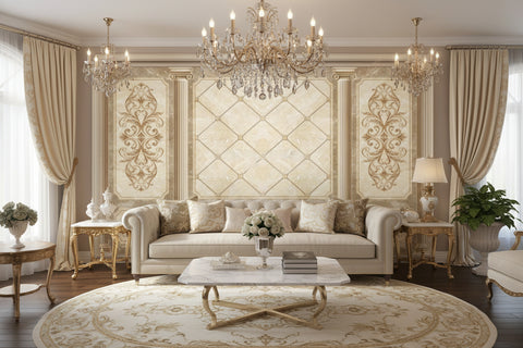 Image of Ornate European Panel Wallpaper Mural, Custom Sizes Available