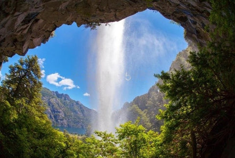 Image of Cave Waterfall Wallpaper Mural, Custom Sizes Available