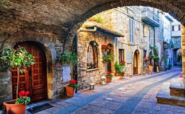 Italian Street Scene Wallpaper Mural, Custom Sizes Available