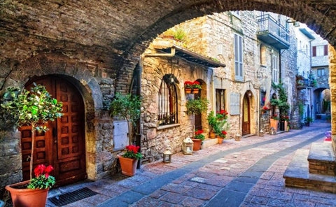 Image of Italian Street Scene Wallpaper Mural, Custom Sizes Available