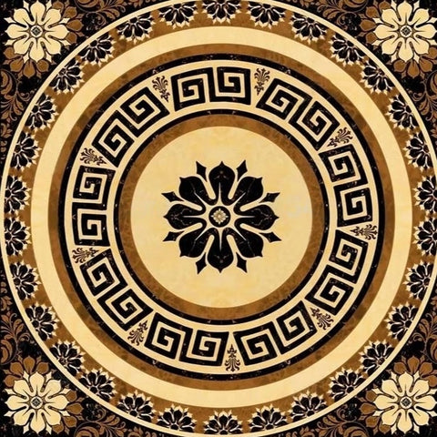 Image of Tan and Brown Medallion Self Adhesive Floor Mural, Custom Sizes Available