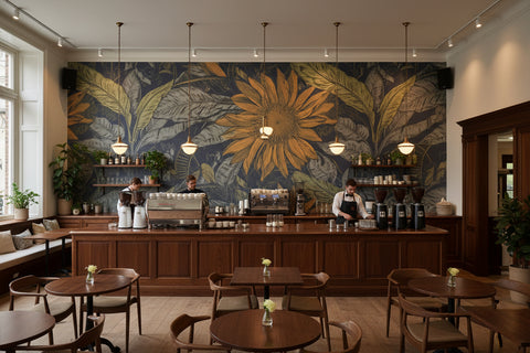 Image of Modern Simple Sunflower Wallpaper Mural, Custom Sizes Available