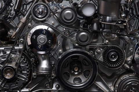 Image of Black Mechanical Engine Wallpaper Mural, Custom Sizes Available