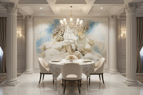 Image of Watercolor Version of "Zeus's Lovers" Sculpture Wallpaper Mural, Custom Sizes Available