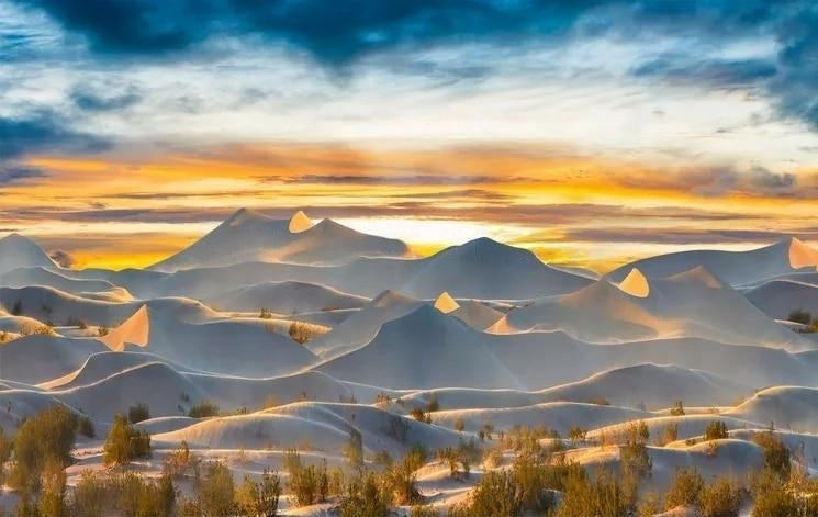 Incredible Sunset On Dunes Wallpaper Mural, Custom Sizes Available