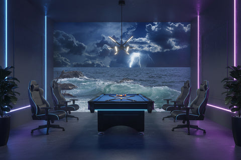 Image of Raging Lightning Storm Off-Shore Wallpaper Mural, Custom Sizes Available