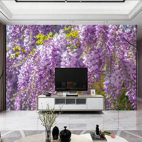 Image of Exquisite Wisteria Blossoms Wallpaper Mural, Custom Sizes Available
