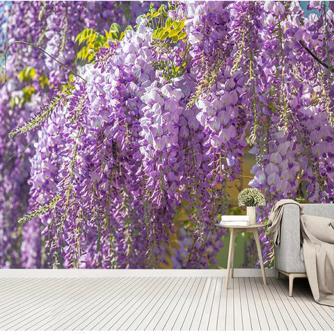 Image of Exquisite Wisteria Blossoms Wallpaper Mural, Custom Sizes Available
