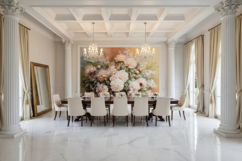 Image of Lovely Watercolor Peach Peonies Bouquet Wallpaper Mural, Custom Sizes Available