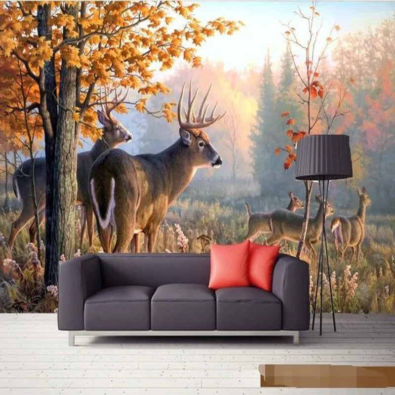 Lovely Deer in a Meadow Wallpaper Mural, Custom Sizes Available