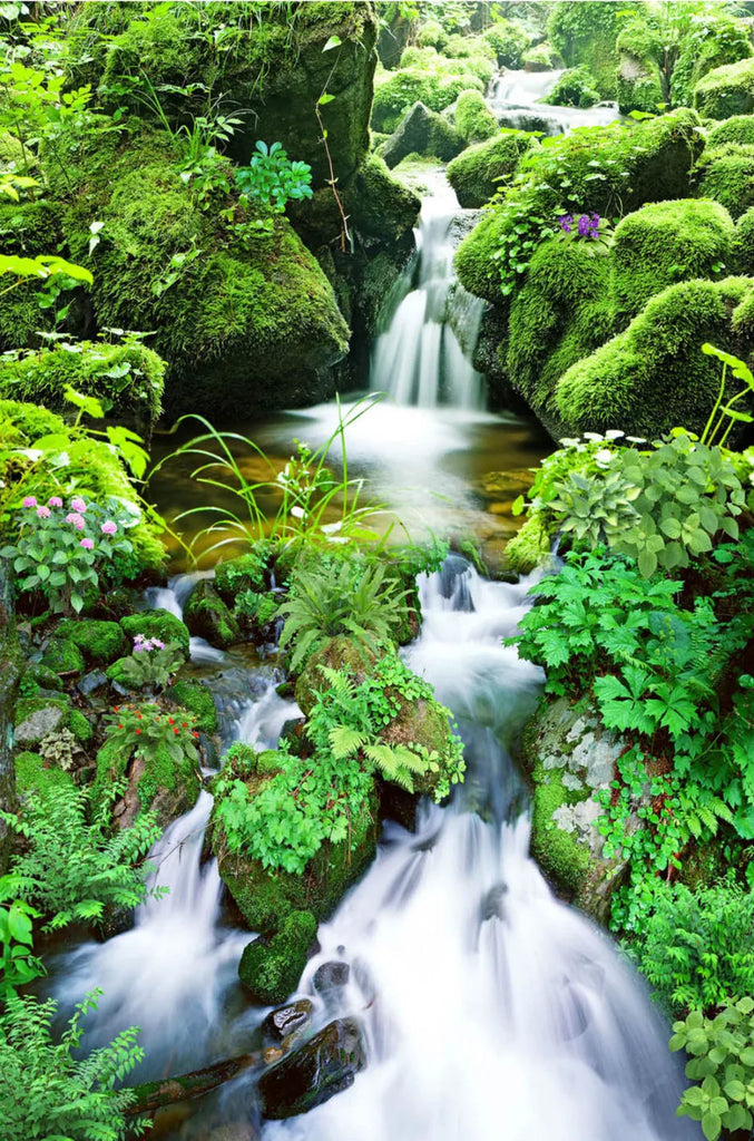 Awesome Stream and Waterfalls Floor Mural, Custom Sizes Available