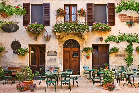 Image of Retro Street Cafe Restaurant Wallpaper Mural, Custom Sizes Available