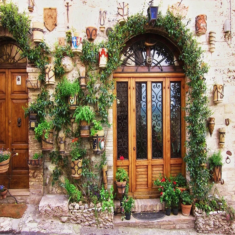 Beautifully Lush Plant Covered Entrance Wallpaper Mural, Custom Sizes Available