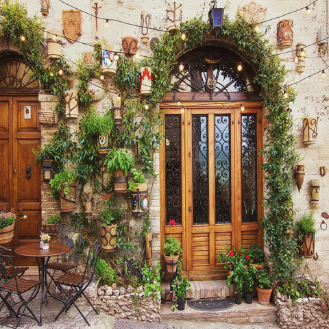 Image of Beautifully Lush Plant Covered Entrance Wallpaper Mural, Custom Sizes Available