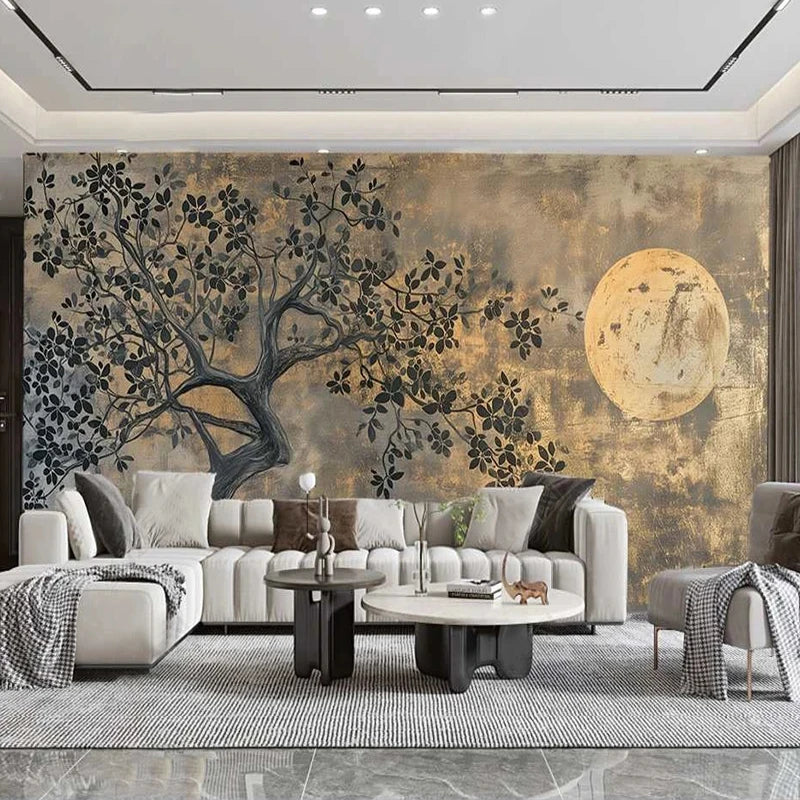Enchanting Moon Back-lit Tree Wallpaper Mural, Custom Sizes Available