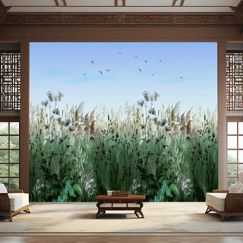 Beautiful Wildflower Field Wallpaper Mural, Custom Sizes Available