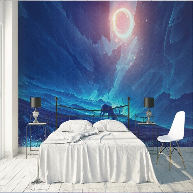 Abstract Deer in Wintery Landscape Wallpaper Mural, Custom Sizes Availble