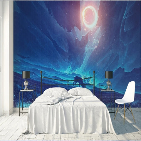 Image of Abstract Deer in Wintery Landscape Wallpaper Mural, Custom Sizes Availble