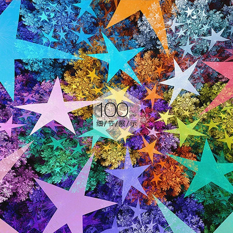 Image of Colorful Star Burst Wallpaper Mural, Custom Sizes Available