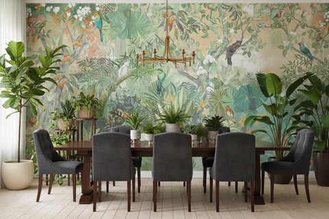 Image of Exquisite Tropical Rainforest Wallpaper Murals, Seven Depictions, Custom Sizes Available