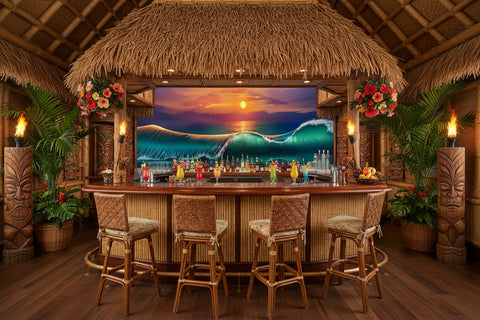 Image of Awesome Wave Painting Wallpaper Mural , Custom Sizes Available