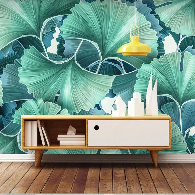 Beautiful Gingko Leaves Background Wallpaper Mural, Custom Sizes Available