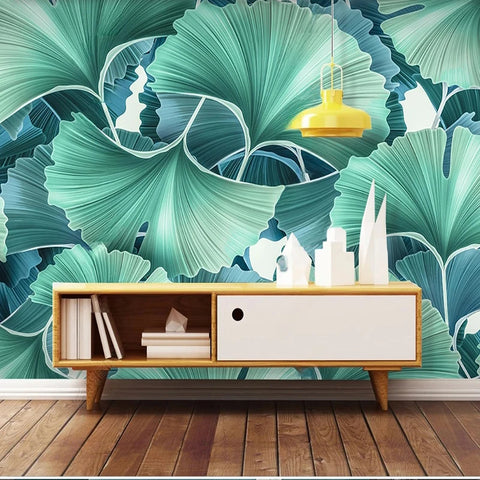 Image of Beautiful Gingko Leaves Background Wallpaper Mural, Custom Sizes Available