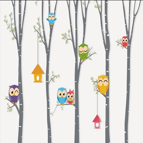 Image of Adorable Owls Children's Room Wallpaper Mural, Custom Sizes Available