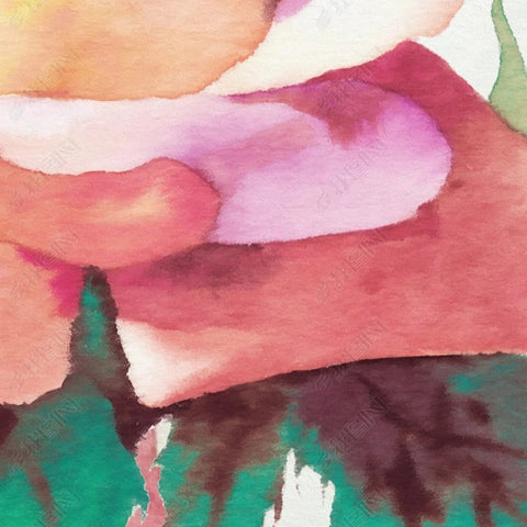 Image of Beautifully Hand-Painted Watercolor Roses and Hydrangeas Wallpaper Mural, Custom Sizes Available