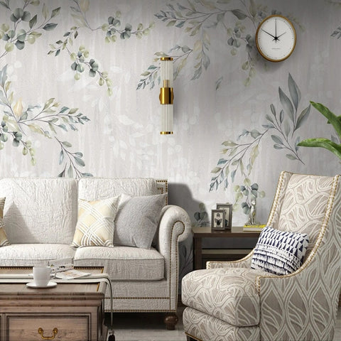 Image of Elegant Eucalyptus Leaves Background Wallpaper Mural, Custom Sizes Available