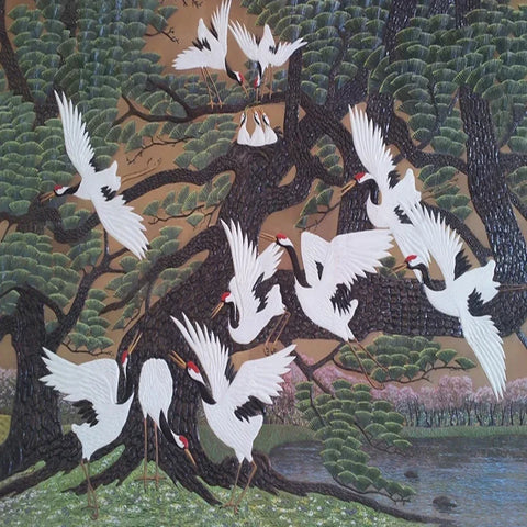 Image of Chinese Flying Cranes Wallpaper Mural, Custom Sizes Available