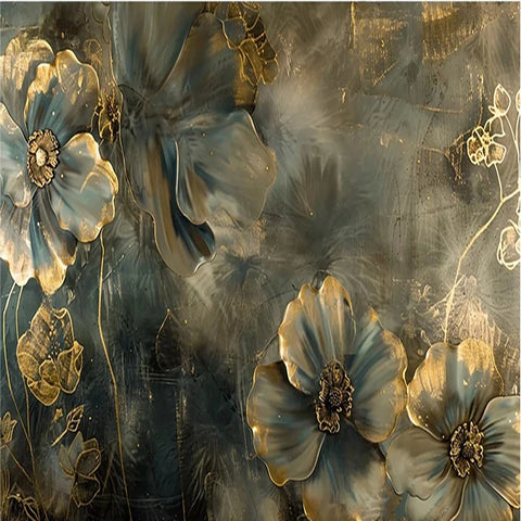 Image of Beautiful Gold Tipped Magnolia Blossoms Wallpaper Mural, Custom Sizes Available
