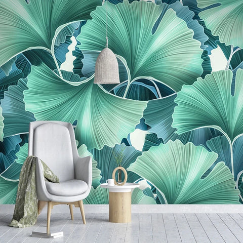 Image of Beautiful Gingko Leaves Background Wallpaper Mural, Custom Sizes Available