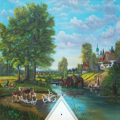 Image of Beautiful Pastoral Oil Painting Wallpaper Mural, Custom Sizes Available