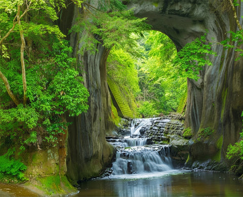 Image of Alluring Stream Through A Cave Wallpaper Mural, Custom Sizes Available