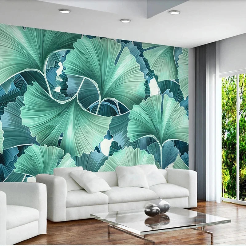 Beautiful Gingko Leaves Background Wallpaper Mural, Custom Sizes Available