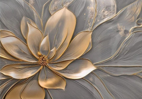 Image of Beautiful Abstract Painted Relief Magnolia Blossom Wallpaper Mural, Custom Sizes Available