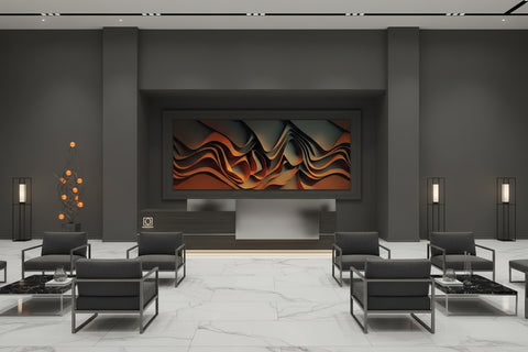 Image of 3D Modern Abstract Burnt Orange Wave Wallpaper Mural, Custom Sizes Available