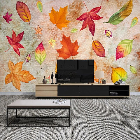 Image of Lovely Cascading Autumn Leaves Wallpaper Mural, Custom Sizes Available