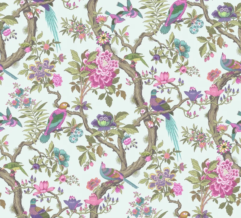 Classical American Birds and Flowers Wallpaper Mural, Custom Sizes Available