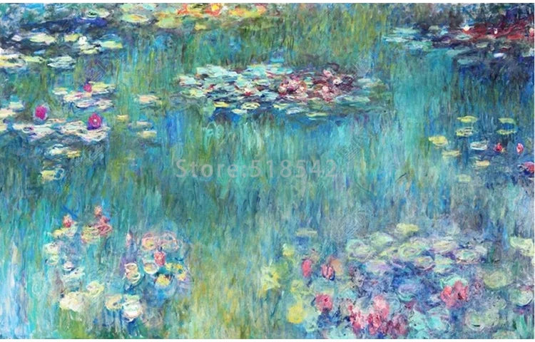 Mesmerizing Impressionist Water Lilies Wallpaper Mural, Custom Sizes Available