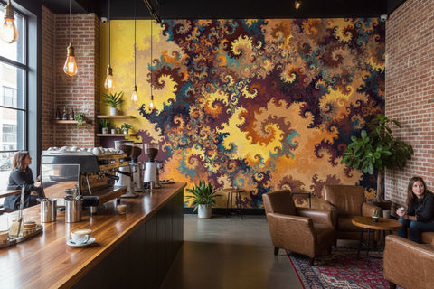 Image of Awesome Geometric Fractal Design Wallpaper Mural, Custom Sizes Available