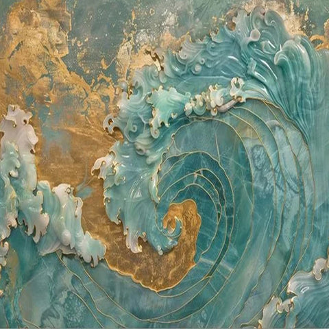 Image of Abstract Textured Blue Wave Wallpaper Mural, Custom Sizes Available