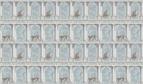 Image of Monkeys Mural Wallpaper, Two Colors Available, Custom Sizes Available