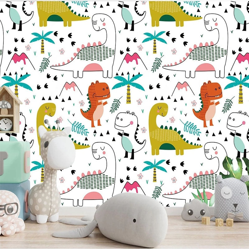 Cute Cartoon Dinosaurs For Child's Room Wallpaper Mural, Custom Sizes Available