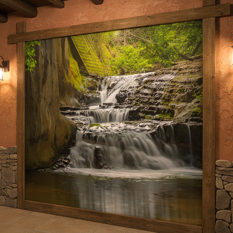 Image of Alluring Stream Through A Cave Wallpaper Mural, Custom Sizes Available