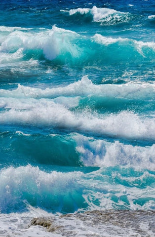 Image of Mural autoadhesivo para suelo con olas del mar, tamaños personalizados disponibles