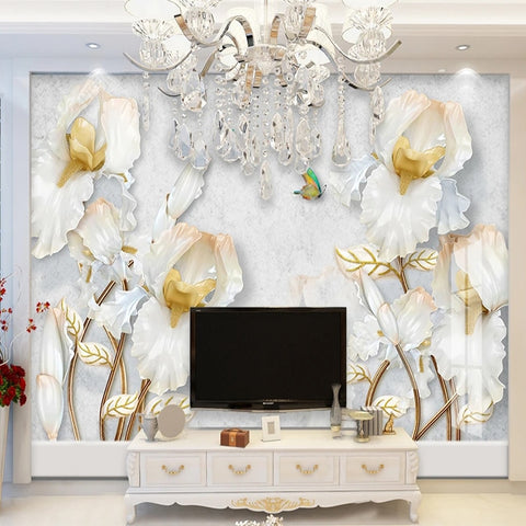 Image of Lovely White Bearded Iris Wallpaper Mural, Custom Sizes Available